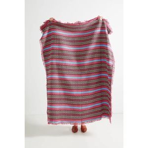 Anthropologie Woven Maxime Throw Blanket Pink 62”x55”